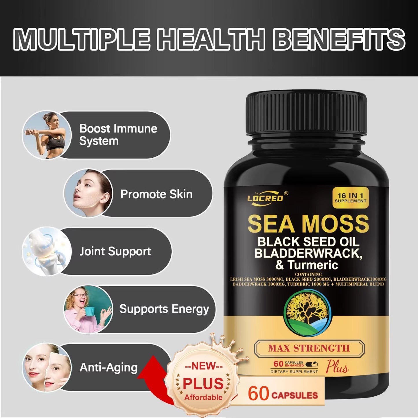 Sea Moss Blend 16-in-1 Supplements Support Capsule